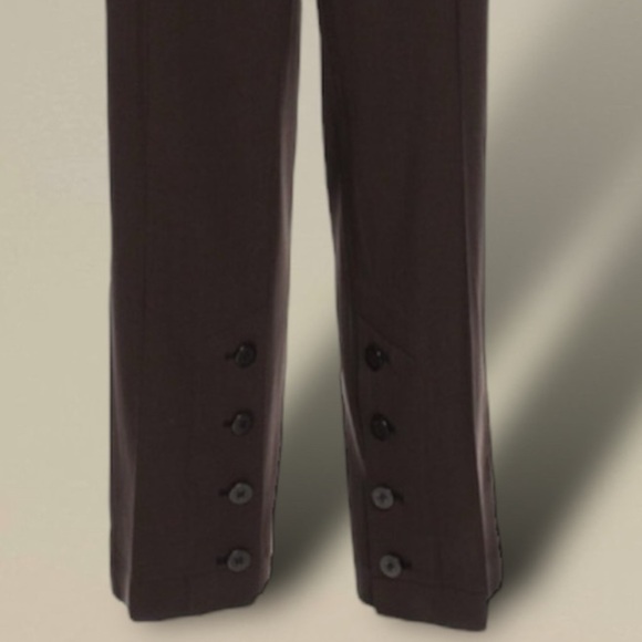 Burberry London Brown Straight Leg Tailored Trousers Wool Blend Buttoned Sz 6 - Picture 15 of 16